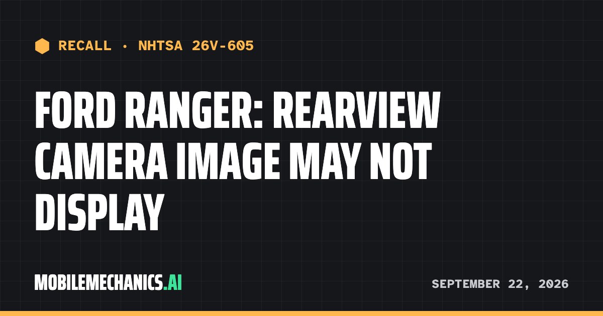 Recall notice: Ford recalls 2026 Ranger: Rearview Camera Image May Not Display