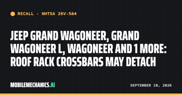 Jeep recalls 2022–2026 Grand Wagoneer, Grand Wagoneer L, Wagoneer and 1 more: Roof Rack Crossbars May Detach