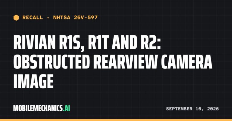 Rivian recalls 2022–2027 R1S, R1T and R2: Obstructed Rearview Camera Image