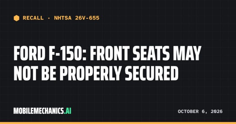 Ford recalls 2025–2027 F-150: Front Seats May Not Be Properly Secured
